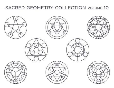 Sacred Geometry Vector Collection - Black isolated on white Stock Illustration
