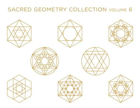 Sacred Geometry Vector Collection - Golden isolated on white Stock Illustration