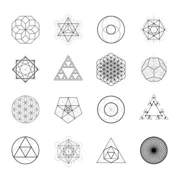 Sacred geometry vector design elements. Philosophy, spirituality symbols. Stock Illustration