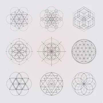 Sacred geometry vector design elements. Illustrazione stock
