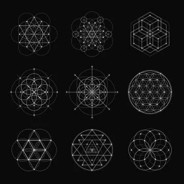 Sacred geometry vector design elements. 库存插图