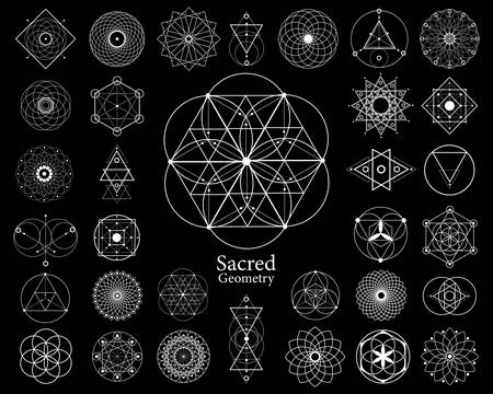 Sacred geometry vector design elements. Alchemy, religion Set collection イラスト素材