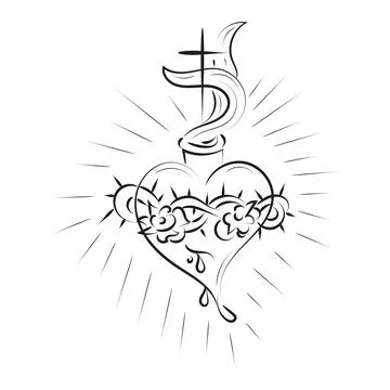 Sacred Heart Of Jesus With Rays Stock Illustration