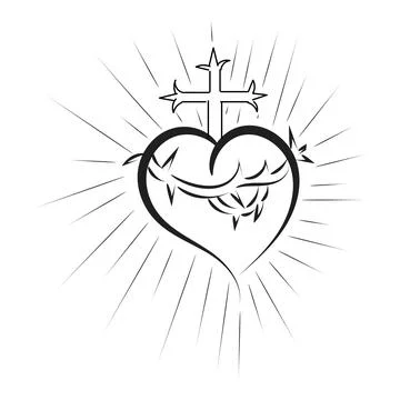 Sacred Heart Of Jesus With Rays Stock Illustration