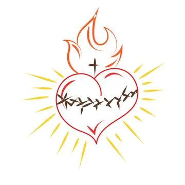 Sacred Heart Of Jesus With Rays Stock Illustration
