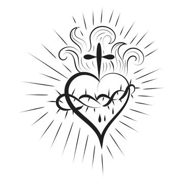 Sacred Heart Of Jesus With Rays Stock Illustration
