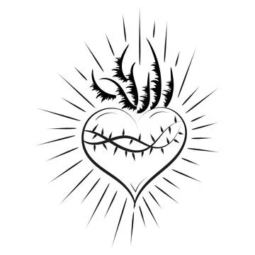 Sacred Heart Of Jesus With Rays Stock Illustration