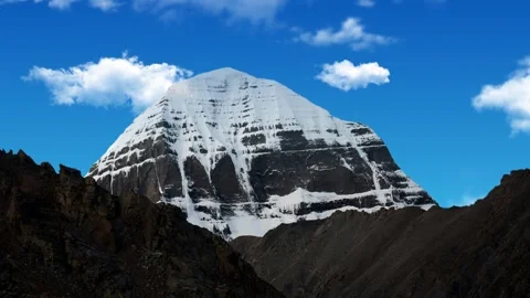 Sacred mount Kailash, Mount Kailash and Om Parvat, Kailash, Tibet time lapse Vídeo Stock 276979093