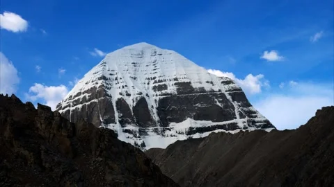 Sacred mount Kailash, Mount Kailash and Om Parvat, Kailash, Tibet time lapse Видео 276979136
