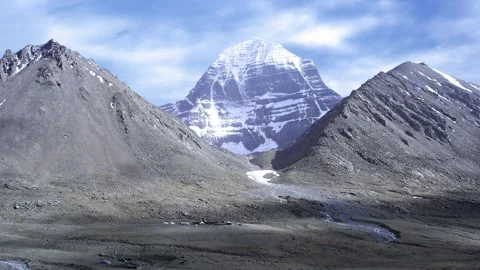 Sacred mount Kailash, Mount Kailash and Om Parvat, Kailash, Tibet time lapse Vídeo Stock 276979313