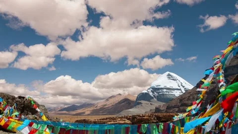 Sacred mount Kailash, Mount Kailash and Om Parvat, Kailash, Tibet time lapse Видео 276979375