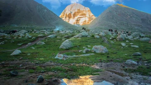 Sacred mount Kailash, Mount Kailash and Om Parvat, Kailash, Tibet time lapse 스톡 동영상 276979693