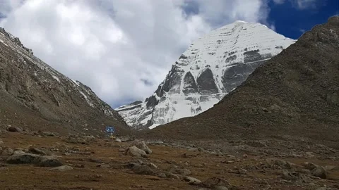 Sacred mount Kailash, Mount Kailash and Om Parvat, Kailash, Tibet time lapse Vídeo Stock 276979916