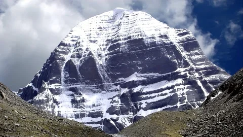 Sacred mount Kailash, Mount Kailash and Om Parvat, Kailash, Tibet time lapse Vídeo Stock 276980258