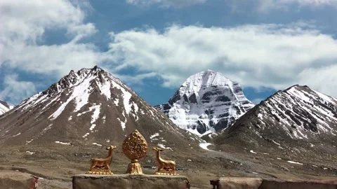 Sacred mount Kailash, Mount Kailash and Om Parvat, Kailash, Tibet time lapse Видео 276980451