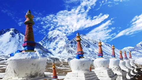 Sacred mount Kailash, Mount Kailash and Om Parvat, Kailash, Tibet time lapse Видео 276981173