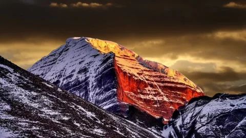 Sacred mount Kailash, Mount Kailash and Om Parvat, Kailash, Tibet time lapse 스톡 동영상 276981879