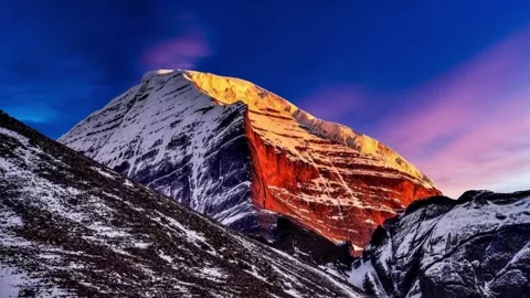 Sacred mount Kailash, Mount Kailash and Om Parvat, Kailash, Tibet time lapse 動画素材 276982571