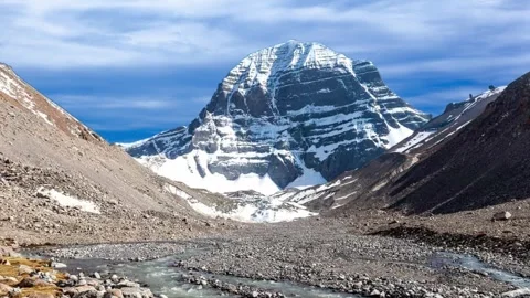 Sacred mount Kailash, Mount Kailash and Om Parvat, Kailash, Tibet time lapse Vídeo Stock 276982816