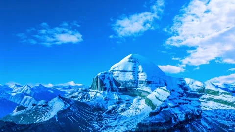 Sacred mount Kailash, Mount Kailash and Om Parvat, Kailash, Tibet time lapse Видео 276983374