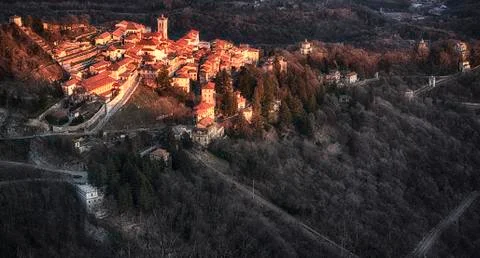Sacred Mount of Varese at the sunset Foto stock
