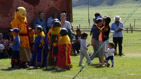Sacred religious dance in Mongolian monastery. Stock Footage 132287056