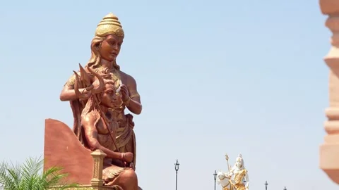 Sacred Scene of Chandra Dev Offering Crescent Moon to Mahadev, mahakal corr.. Stock Footage 336884350