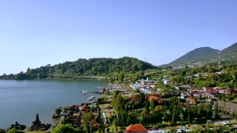 Sacred Serenity: Lake Beratan Temple and Scenic Bedugul Stock Footage 293174674