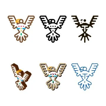 Sacred totem bird icon vector outline minimal Illustrazione stock
