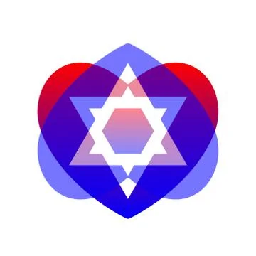 Sacred vector symbol star of david in heart. Shield of david. Magen icon Stock Illustration