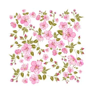 Sacura flowers in rectangle pattern Illustrazione stock