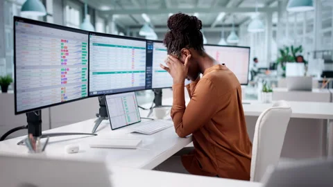 Sad Accountant Frustrated With Bad Data Stock Footage 327520589