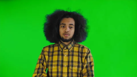 Sad Afro-American Man Feeling Upset on green screen or chroma key background Stock-Footage 107366291