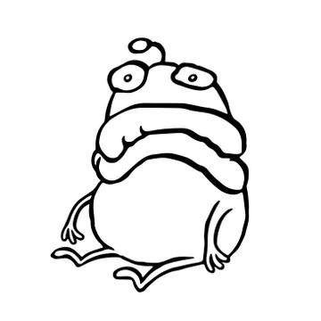 A sad alien sits alone. Bad mood. Vector illustration. Stock Illustration