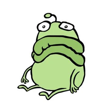 A sad alien sits alone. Bad mood. Vector illustration. Stock Illustration
