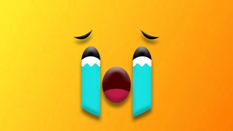 Sad and crying face illustration isolated on yellow gradient colour Illustrazione stock