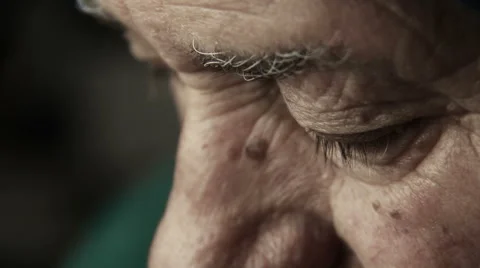 Sad and depressed old man looks: retired man, lonely man, depressed man Stock Footage