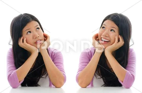 Sad and happy face expression Stock Photos