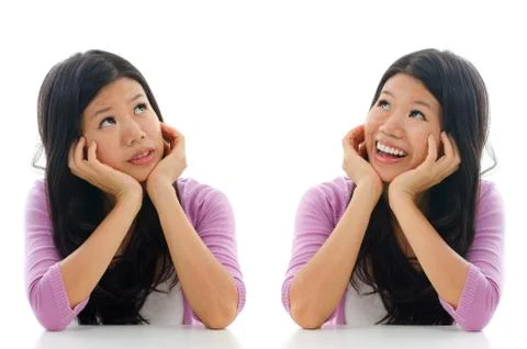 Sad and happy face expression Stock Photos