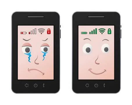 Sad and happy mobil イラスト素材