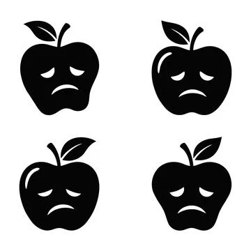 Sad apple faces emoji set unique silhouette vector illustration Stock Illustration