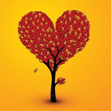 Sad autumn heart-shaped tree Stock Illustration