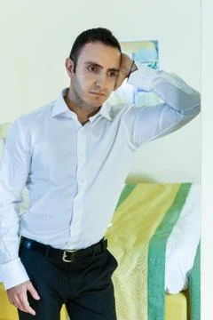 Sad in bedroom Stock Photos