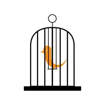 Sad bird in a cage Stock Illustration