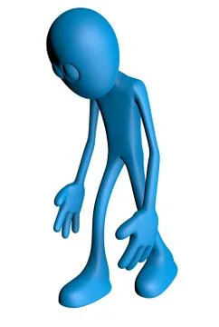 Sad blue guy - 3d illustration Illustrazione stock