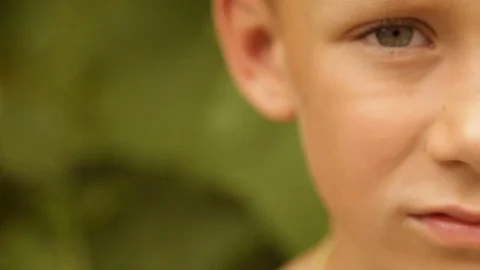 Sad boy close-up, half face Stock Footage 85065200