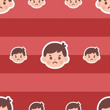 Sad boy emoticon pattern expression crying Illustrazione stock