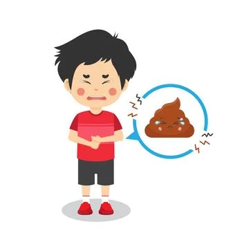 Sad Boy with Poop Problem Stock Illustration