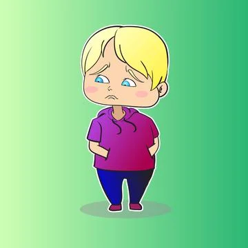 Sad Boy walking chibi vector Stock Illustration