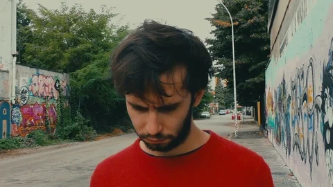 Sad Boy Walking Head Down Stock Footage 87201077